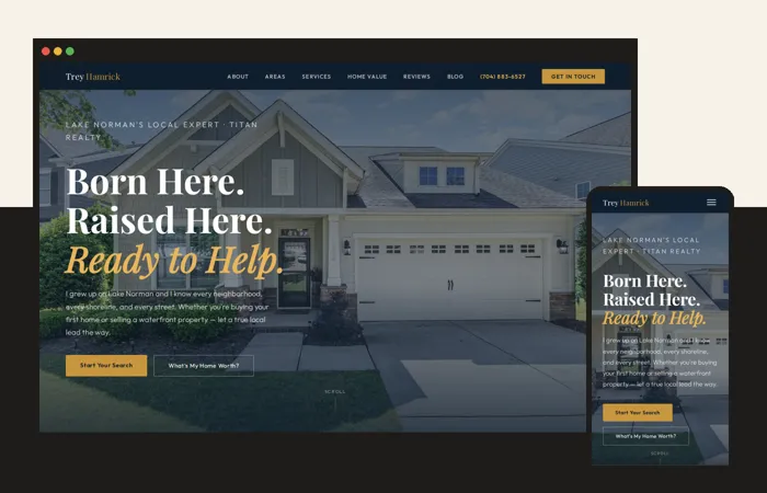 The Trey Hamrick Realtor website on a laptop and a phone